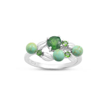 Pure 925 Sterling Silver Natural Chrome Diopside With Turquoise Round Shape Gemstone 10x6 MM 3.2 Gram Wedding Rings Fine Jewelry