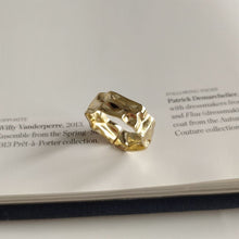 925 Sterling Silver Simple Gold Irregular Adjustable Ring