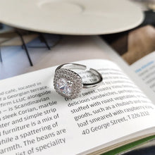 925 Sterling Silver Casual Geometry CZ Adjustable Ring