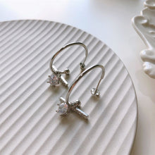 925 Strip Sterling Silver Holiday Round CZ Hoop Earrings