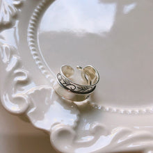 925 Sterling Silver Vintage Leaves Wide Adjustable Ring