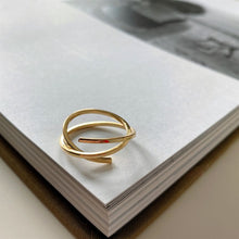 925 Sterling Silver Fashion Lines Cross Adjustable Ring