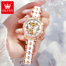 OLVES 6622  Oem Skeleton Luxury  Watch Ceramic Woman Mechanical Watch Sport Automatic Stainless Steel Waterproof Flywheel Design Luxury  Watch Ceramic Woman Mechanical Watch