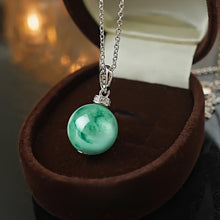 925 silver lake blue pendant fresh New Chinese style natural African emerald round bead collarbone necklace.