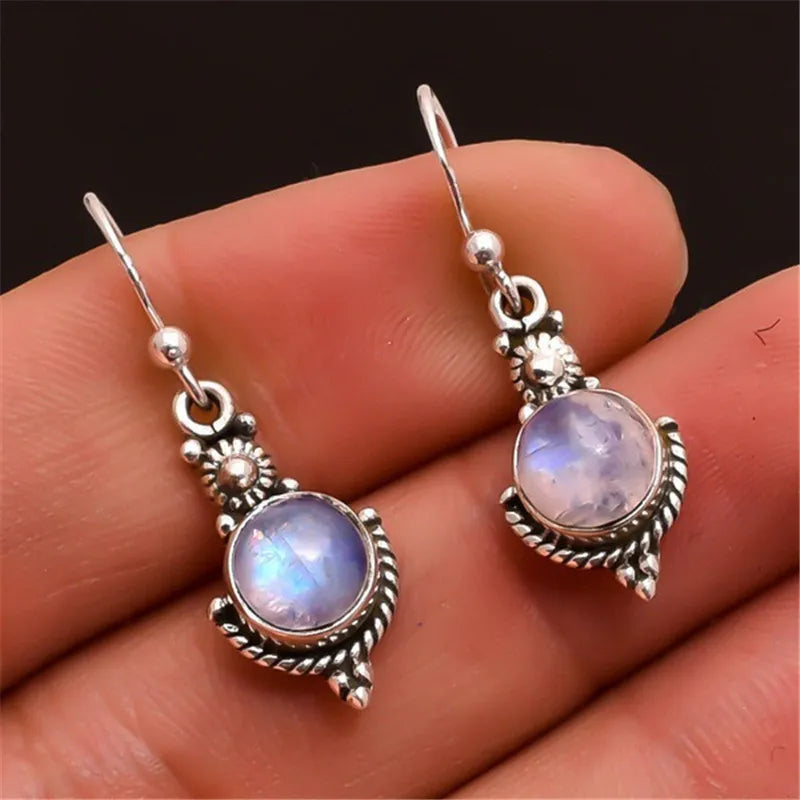 Sterling Silver Moonstone Drop Earring for Women Gemstone bijoux femme silver 925 Jewelry Drop Garnet oorbellen Earring