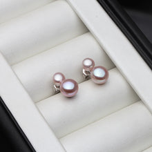 Real 925 Sterling Silver Earrings With Pearls Women,Cute Small White Black Freswater Natural Double Pearl Earring Girl Gift