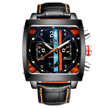 PAULAREIS Watch Luxury Waterproof Chronograph Automatic Watch Square Leather Luminous Mechanical Wristwatch