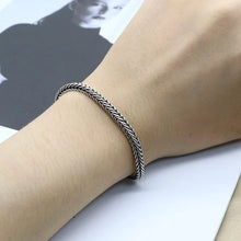 S925 Sterling Silver 4mm Fox Tail Bracelet Men Women Thai Silver Retro Buddhism Six-character Mantra Baracelets Jewerly Gift