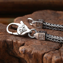 S925 Sterling Silver 4mm Fox Tail Bracelet Men Women Thai Silver Retro Buddhism Six-character Mantra Baracelets Jewerly Gift