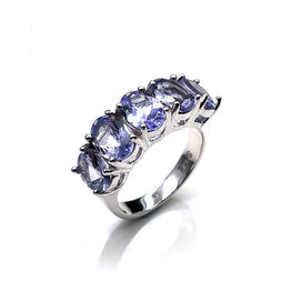 Tanzanite ring natural gemstone oval 5*7mm in 925 sterling silver simple design shiny precious stone jewelry for wife daily wear