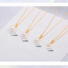 18K Yellow Gold Necklace Pendant Round Natural Freshwater Pearl Pure AU750 Fine Jewelry for Women PE016