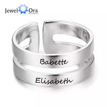 Personalized Double Layered Engraving Name Rings for Women Customized 2 Names Stainless Steel Ring Jewelry (JewelOra RI103289)