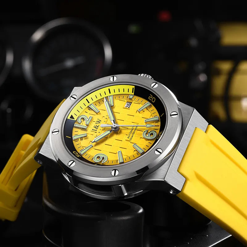 2021 New MIYOTA Watch for Men Switzerland I&amp;W Men Mechanical Wristwatch Sapphire Luminous Silicone 50m Waterproof Sport Watches