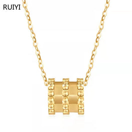 Real 18K Gold Pendant Necklace Simple Tubular Design Pure AU750 Chain for Women Fine Jewelry Gift