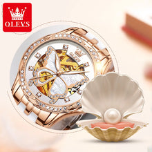 OLVES 6622  Oem Skeleton Luxury  Watch Ceramic Woman Mechanical Watch Sport Automatic Stainless Steel Waterproof Flywheel Design Luxury  Watch Ceramic Woman Mechanical Watch