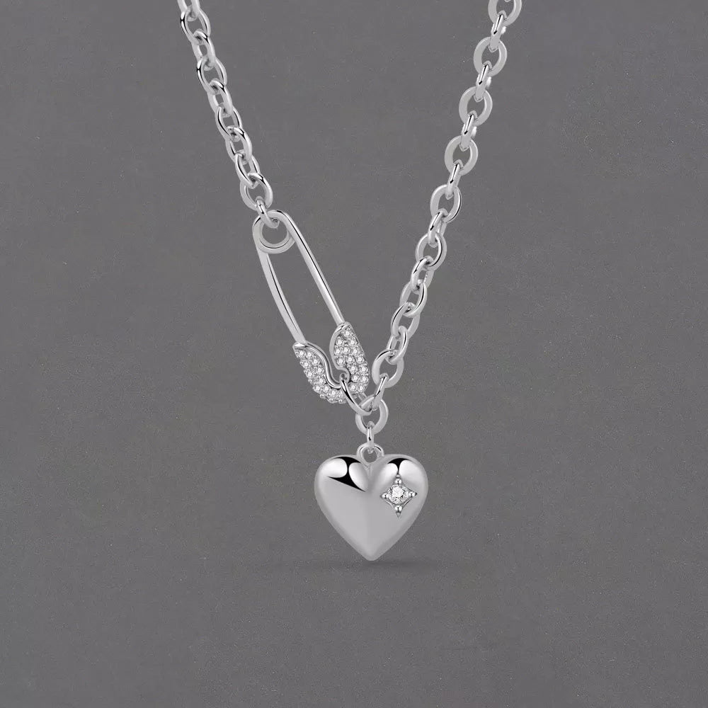 925 Sterling Silver Necklace For Women Clip Heart Shape O Chain Chocker Chirstamas Gift Fashion Trendy Fine Jelwery
