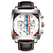 PAULAREIS Watch Luxury Waterproof Chronograph Automatic Watch Square Leather Luminous Mechanical Wristwatch