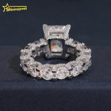 Sterling Silver  VVS Moissanite Radiant Cut 5ct Wedding Ring Eternity Ring Jewelry