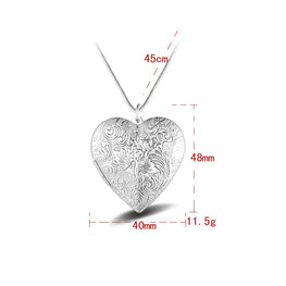 2020 New 925 Sterling Silver Necklace Heart Frame Pendant Necklace Can Be Loaded With Photo DIY Jewelry Gift