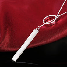 925 Silver Long Circle Bar Pendants Necklace Chains For Women Valentine's Gift Fashion Jewelry