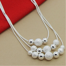 925 Sterling Silver Smooth Matte Beads Necklace Snake Chain For Women Fashion Accessories Wedding Engagement Jewelry