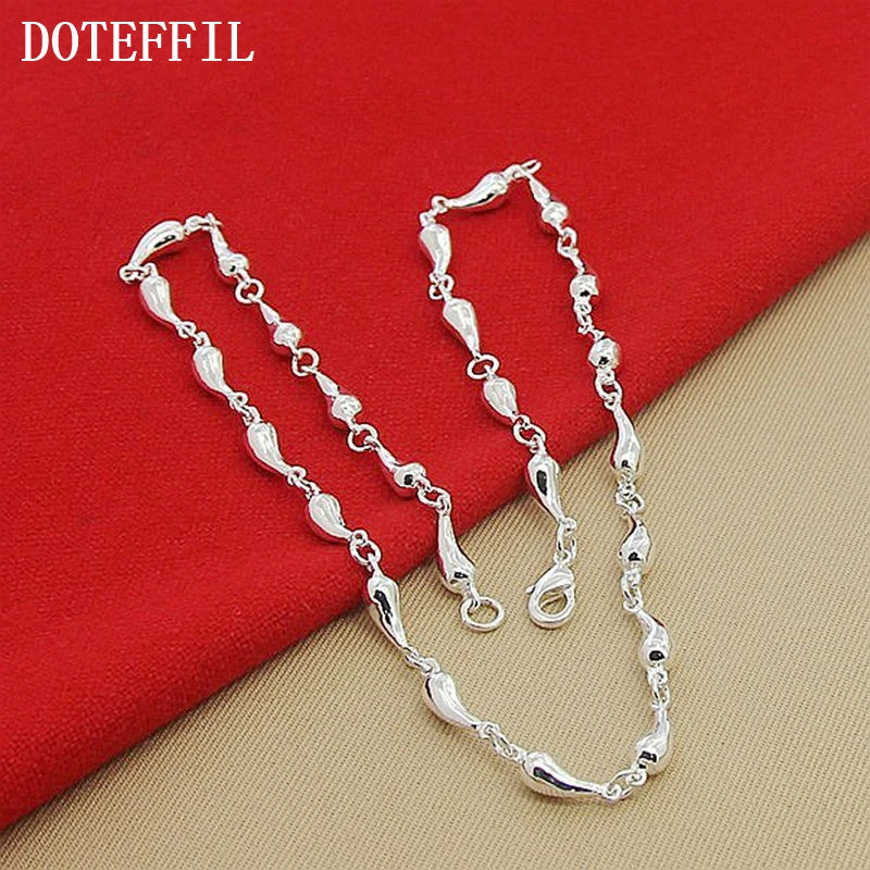 925 Sterling Silver Water Drop Pendant Necklace For Woman 18 Inch Chain Wedding Engagement Jewelry