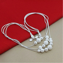 925 Sterling Silver Smooth Matte Beads Necklace Snake Chain For Women Fashion Accessories Wedding Engagement Jewelry