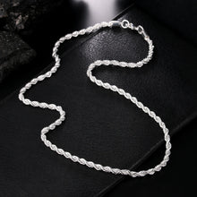925 Sterling Silver 16/18/20/22/24 Inch 4mm Twisted Rope Chain Necklace For Women Man Fashion Wedding Charm Jewelry