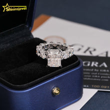 Sterling Silver  VVS Moissanite Radiant Cut 5ct Wedding Ring Eternity Ring Jewelry