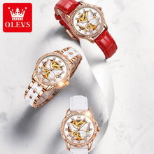 OLVES 6622  Oem Skeleton Luxury  Watch Ceramic Woman Mechanical Watch Sport Automatic Stainless Steel Waterproof Flywheel Design Luxury  Watch Ceramic Woman Mechanical Watch