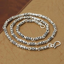 Pure Silver 4mm Thick Cylinder Chain S925 Sterling Silver Classic Vintage Geometric Patterns Male Men's Necklace Jewelry