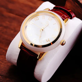 Seakoss Top Brand Quality Man Watch Couple Watches Antique Jade woman Watch Classic Real Leather Band Quartz men’ s Watch