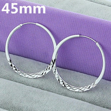 Silver Color 40/45/50mm Round Circle Hoop Earrings For Women Wedding Engagement Party Jewelry