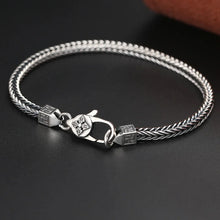 S925 Sterling Silver 4mm Fox Tail Bracelet Men Women Thai Silver Retro Buddhism Six-character Mantra Baracelets Jewerly Gift