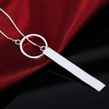925 Silver Long Circle Bar Pendants Necklace Chains For Women Valentine's Gift Fashion Jewelry