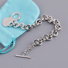 925 Sterling Silver Bracelet, Anklet New Heart Charm Design Women Girl Mother Birthday Gift.