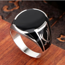 New 100% Solid Real S925 Pure Silver Men Ring Black High Quality Onyx, Fashion,Couple, Gift