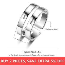 Personalized Double Layered Engraving Name Rings for Women Customized 2 Names Stainless Steel Ring Jewelry (JewelOra RI103289)