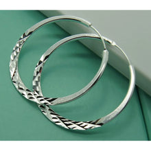 Silver Color 40/45/50mm Round Circle Hoop Earrings For Women Wedding Engagement Party Jewelry
