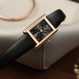 2022 New Fashion Square Watch for Women Luxury Brand I&W Switzerland Made Quartz Wristwatch Sapphire Leather Dress Ladies Watch