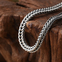 S925 Sterling Silver 4mm Fox Tail Bracelet Men Women Thai Silver Retro Buddhism Six-character Mantra Baracelets Jewerly Gift