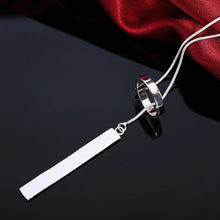 925 Silver Long Circle Bar Pendants Necklace Chains For Women Valentine's Gift Fashion Jewelry