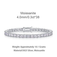 Silver bracelet with Moissanite stones on a white background