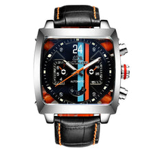 PAULAREIS Watch Luxury Waterproof Chronograph Automatic Watch Square Leather Luminous Mechanical Wristwatch