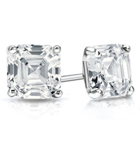 Solid Sterling Silver 3.00 CTTW Ascher Cut Made With Swarovski Elements Earrings