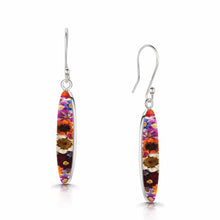 Sterling silver Mixed Flower Oval Drop Earrings