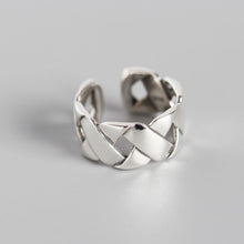 925 Sterling Silver Vintage Weave Wide Adjustable Ring