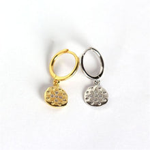 925 Sterling Silver Shining CZ Flower Round Leverback Earrings