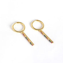 925 Sterling Silver Fashion Colorful CZ Stick Leverback Earrings