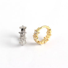 925 Sterling Silver Geometry CZ Stars Huggie Hoop Earrings
